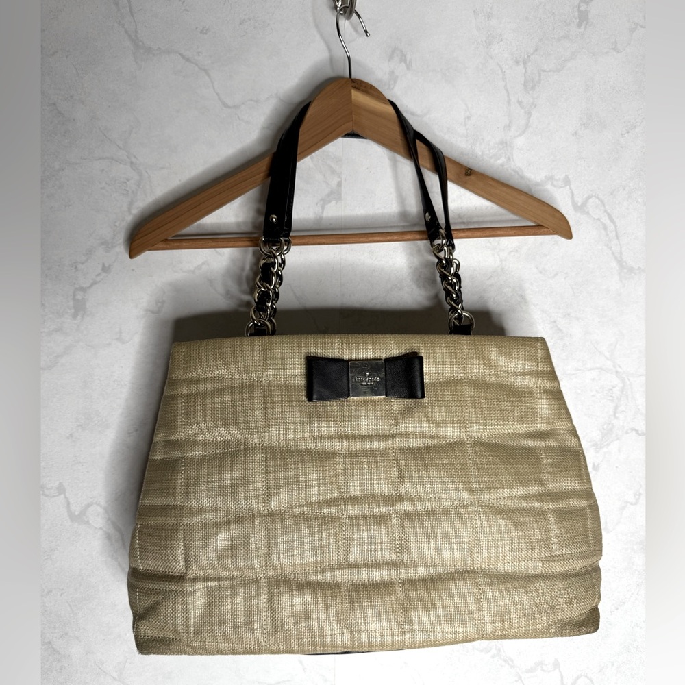 Kate spade gold woven satchel handbag